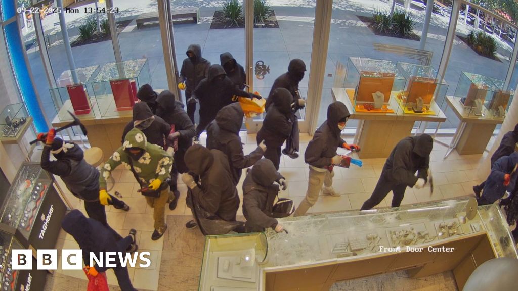 Moment thieves ransack California jewellery store